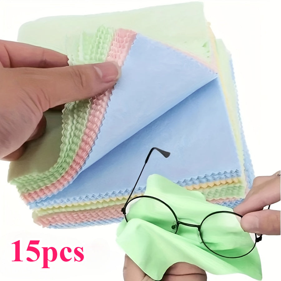 15pcs Microfiber Cleaning Cloths - Assorted Colors - Soft, Thick & Unscented Wipes for Glasses, Camera Lenses & Smartphone Screens - Ideal Everyday Use & Perfect Gift for Tech Enthusiasts, Random Colors, Suitable for Everyday Cleaning