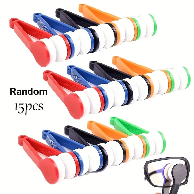 15pcs Portable Multi-Functional Glasses & Eyewear Cleaning Brush with Soft Microfiber Cloths - Scratch-Resistant Lens Cleaner Suitable for Glasses, Fashion Glasses, Smartwatch, Phone, Lenses