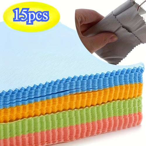 15pcs Microfiber Cleaning Cloths - Assorted Colors - Soft, Thick & Unscented Wipes for Glasses, Camera Lenses & Smartphone Screens - Ideal Everyday Use & Perfect Gift for Tech Enthusiasts, Random Colors, Suitable for Everyday Cleaning